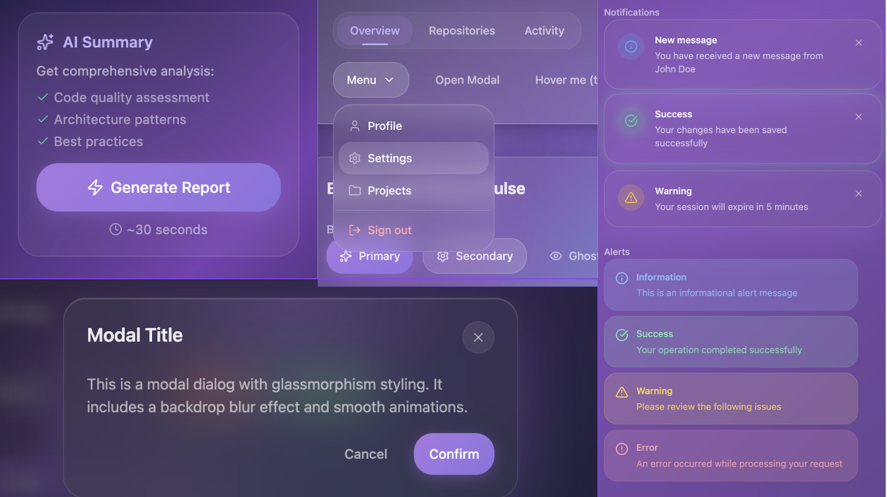 shadcn-glass-ui Demo